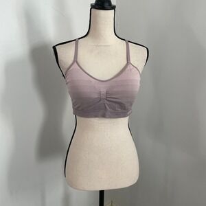 IZOD Seamless Striped Sports Bra size XL Purple Pink Racerback Workout That Girl